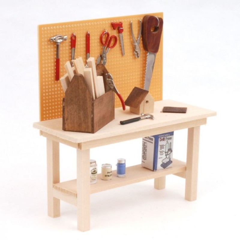 Dolls House Full Workbench Tool Bench Miniature Garden Shed Garage Furniture