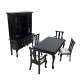 Dolls House Dining Room Furniture Set Black Miniature Queen Ann Suite 1:12 Scale