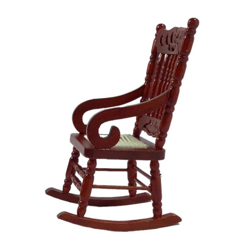 Dolls House Mahogany Rocking Chair Rocker Miniature 1:12 Wooden Furniture 