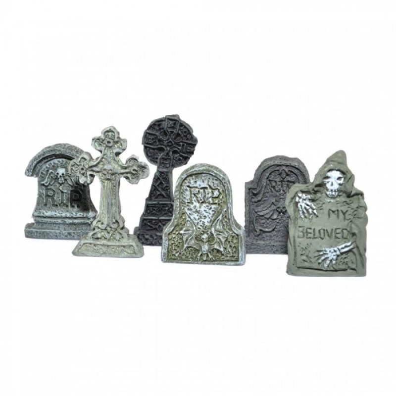 Dolls House 6 Gravestone Tombstone Headstone Halloween Graveyard 1:24 Accessory 