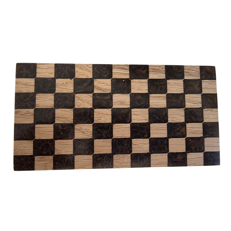 Dolls House Checked Dining Table Solid Oak & Brown Resin Hand Made Pedestal Leg