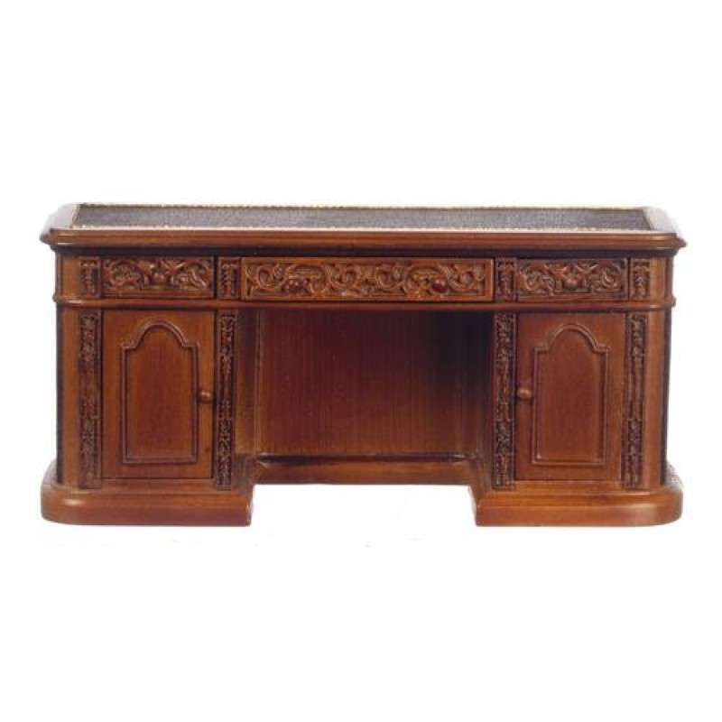 Dolls House Resolute Desk Victorian Walnut Platinum Miniature Study Furniture