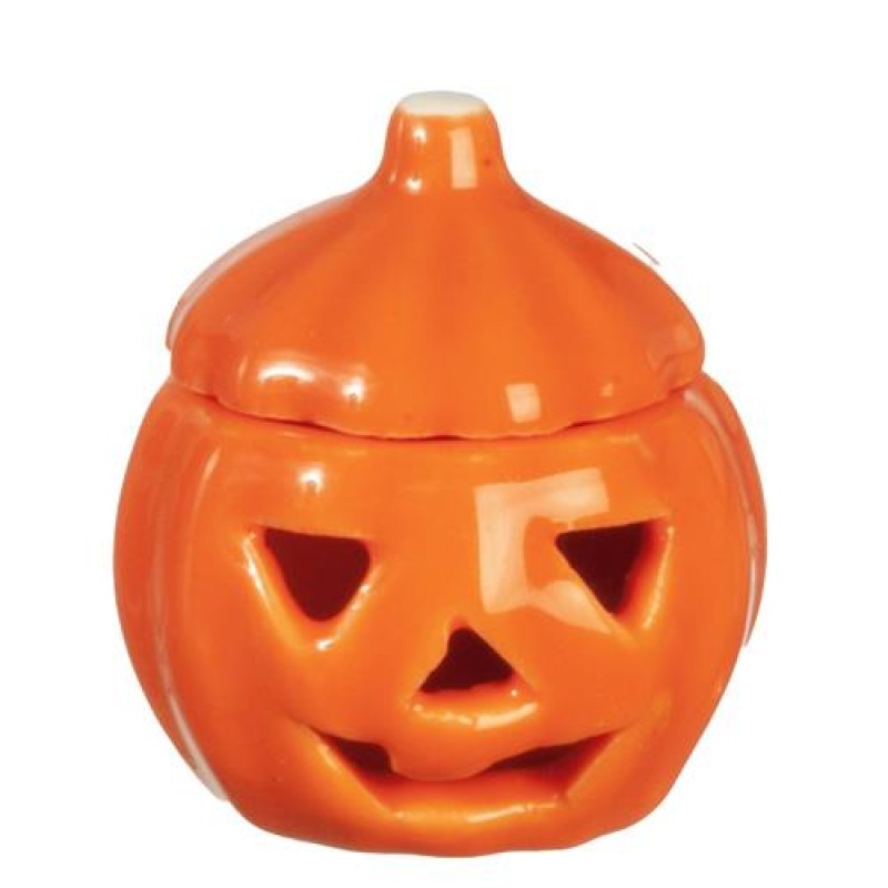 Dolls House Pumpkin Jar Jack O’Lantern Cookie Treat Holder Halloween Accessory