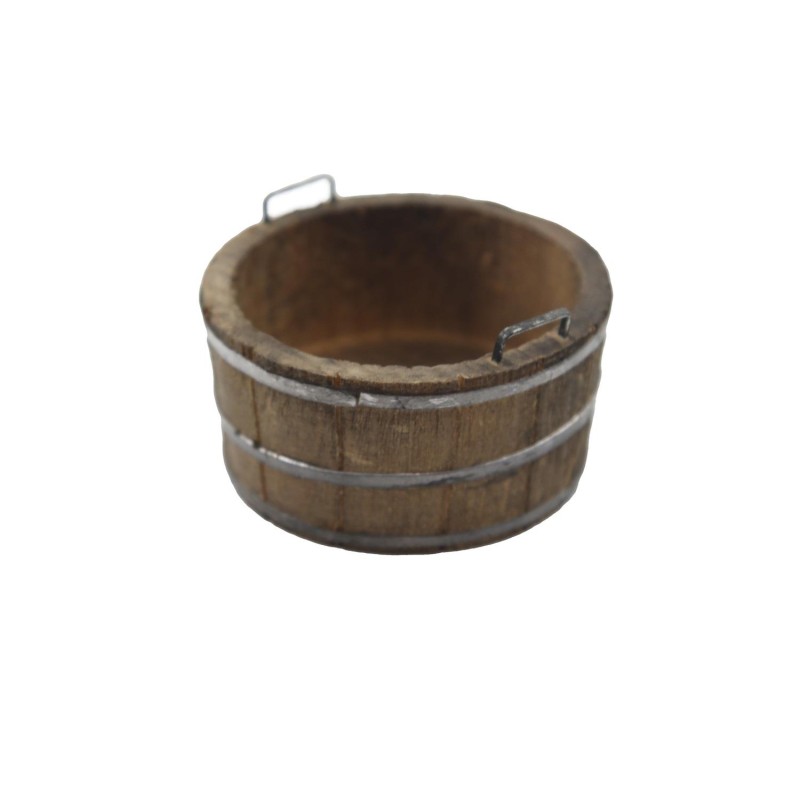 Dolls House Half Whiskey Barrel Wooden Wash Tub Planter Garden Stable Accessory