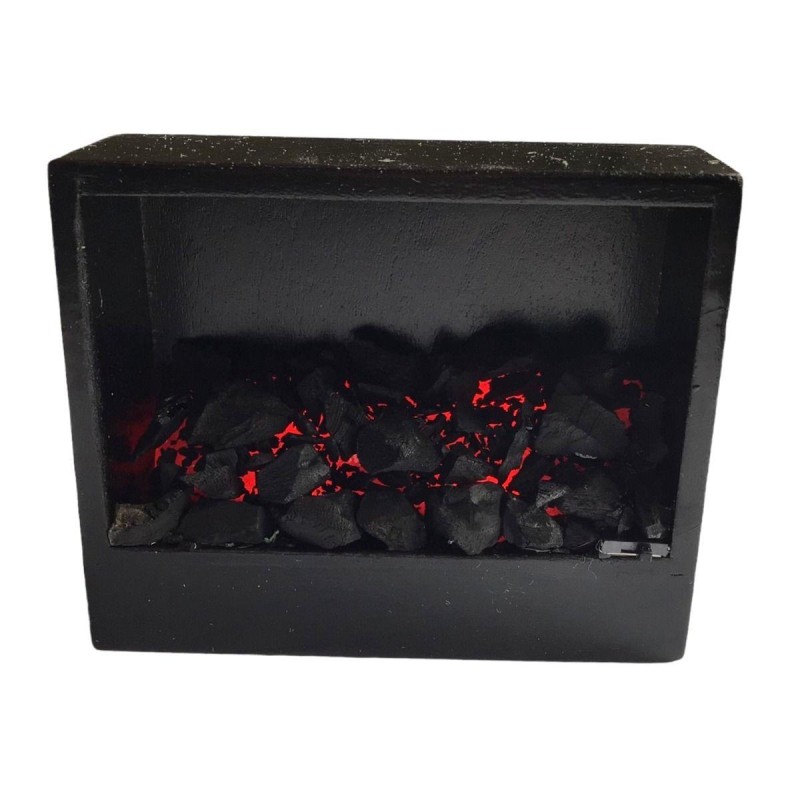Dolls House Modern Fire Glowing Coals Wall Mounted Inset Light Up LED Battery