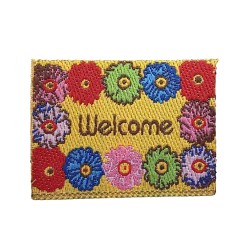 Dolls House Welcome Door Mat 1:24 Scale Colourful Flowers Design