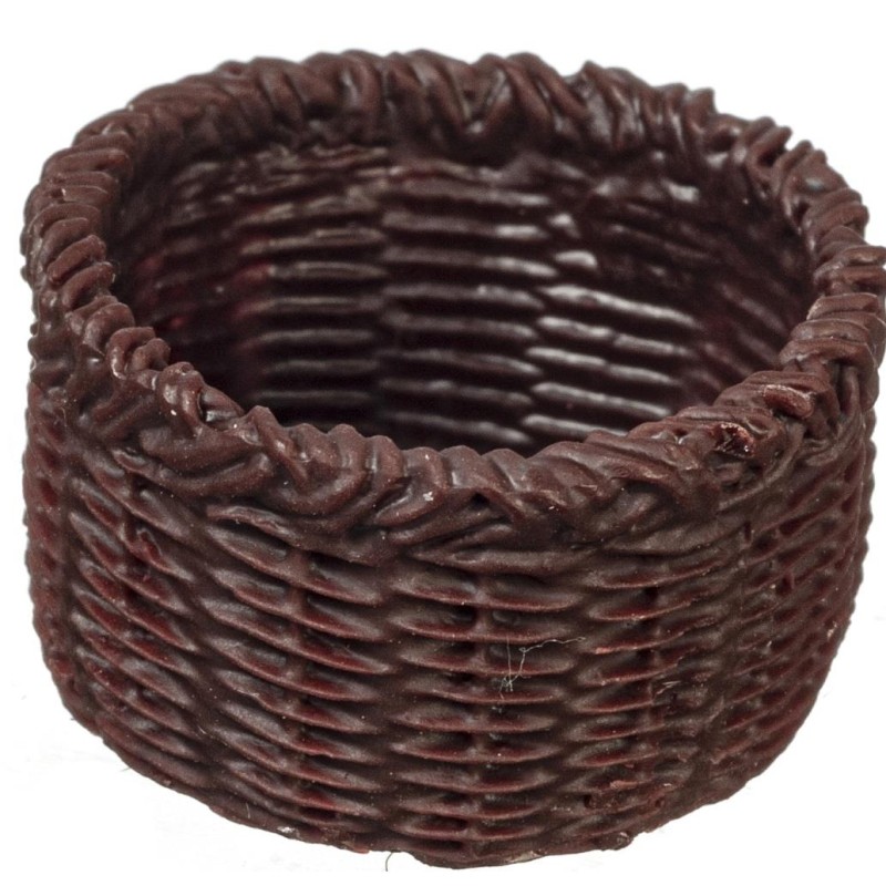 Dolls House Woven Resin Basket Brown Miniature Home Shop Garden Accessory