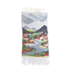 Dolls House Tapestry Rug Woven Scenic Village Miniature Wall or Floor Accessory