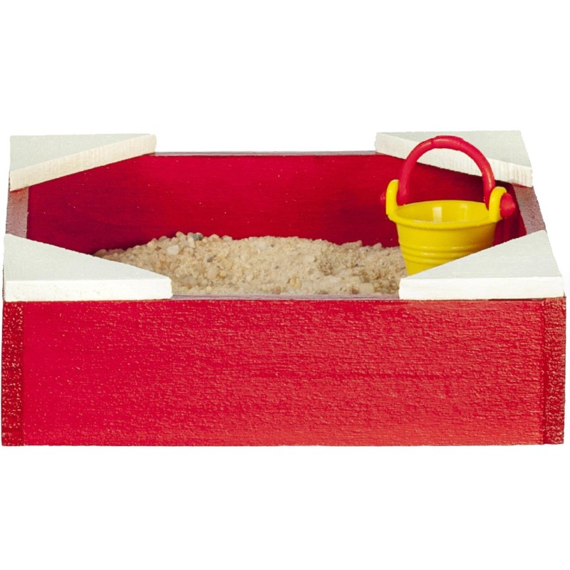 Dolls House Red Sand Pit Sandbox with Bucket Miniature Garden Accessory 1:12