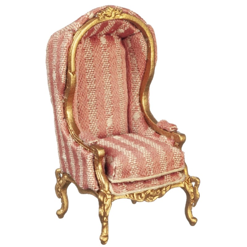 Dolls House Dark Pink & Gold Medieval Porter Chair JBM Hall Furniture 1:24 Scale