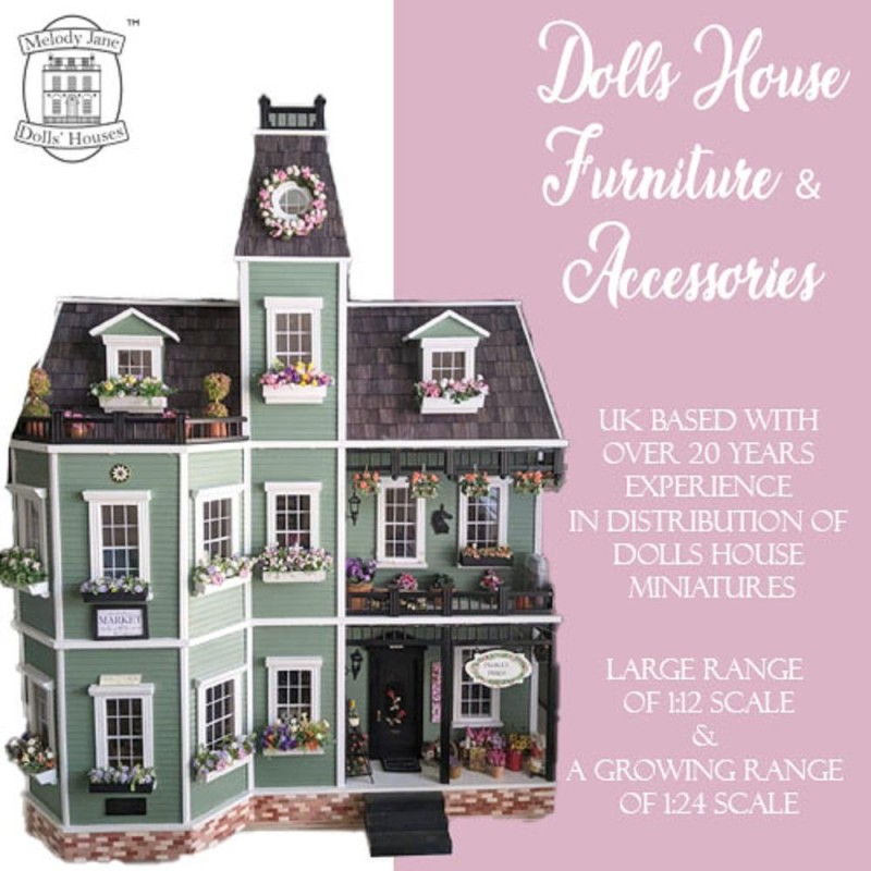 Dolls House Outdoor Rug Geometric Black & White Modern Accessory Printed Card