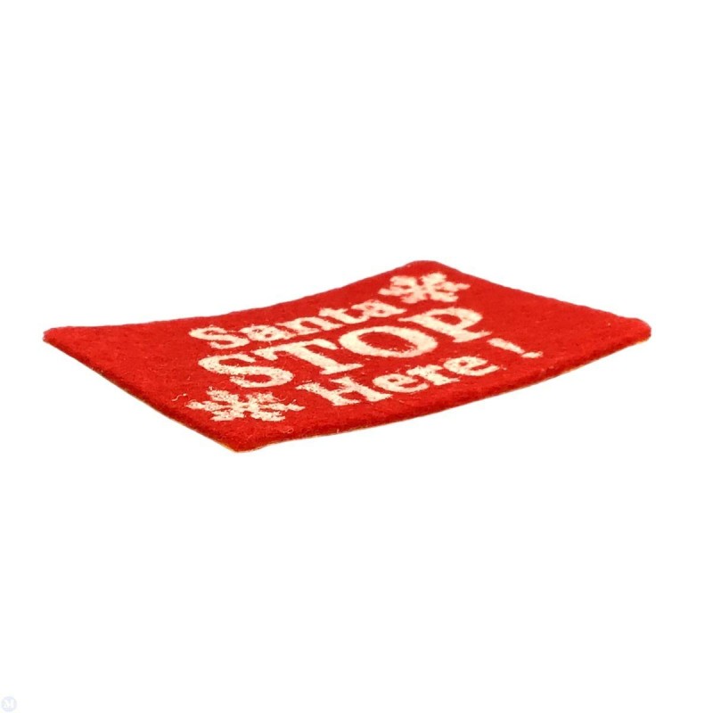 Dolls House Door Mat Red Santa Stop Here Winter Christmas Front Entrance Carpet