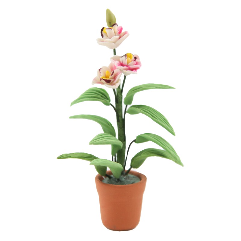 Dolls House White Lilly Flower in Terracotta Plant Pot Ornament Garden Accessory Dolls House White Lilly Flower in Terracotta Plant Pot Ornament Garden Accessory