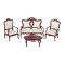 Dolls House Fancy Victorian Living Room Furniture Set Mahogany White Miniature