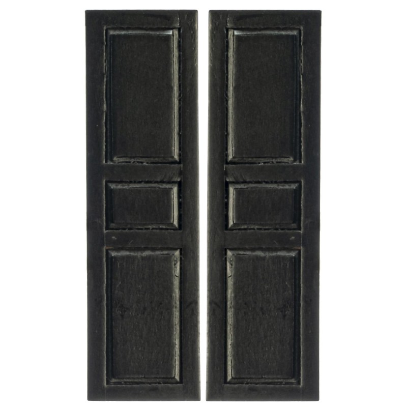Dolls House Window Shutters Black 3 Panel Wooden 1:12 Scale Building Component
