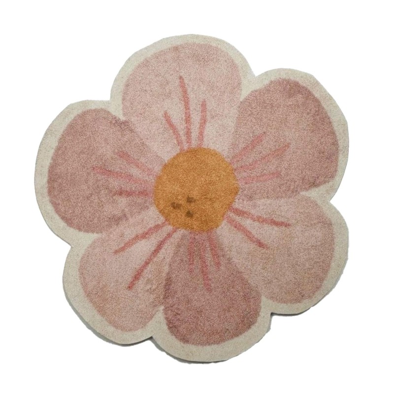 Dolls House Flower Rug Pink Modern Bedroom Nursery Floor Mat 1:12 Printed Card