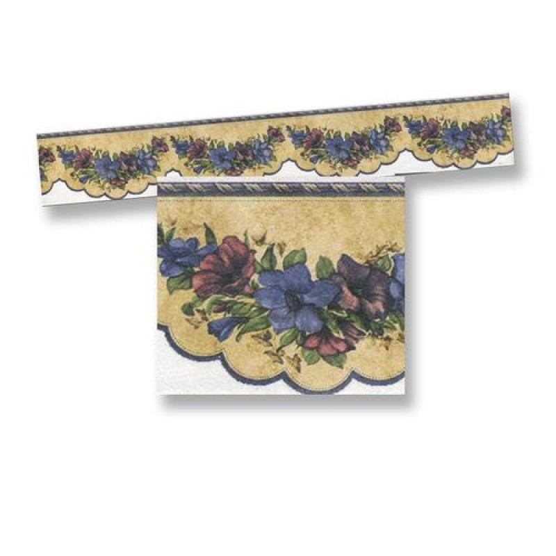 Dolls House Wallpaper Border Floral Beige Blue Scallop Miniature Print 1:12 Dolls House Wallpaper Border Floral Beige Blue Scallop Miniature Print 1:12