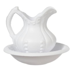 Dolls House White Jug & Bowl Chrysnbon Victorian Bedroom Accessory 1:12 Scale