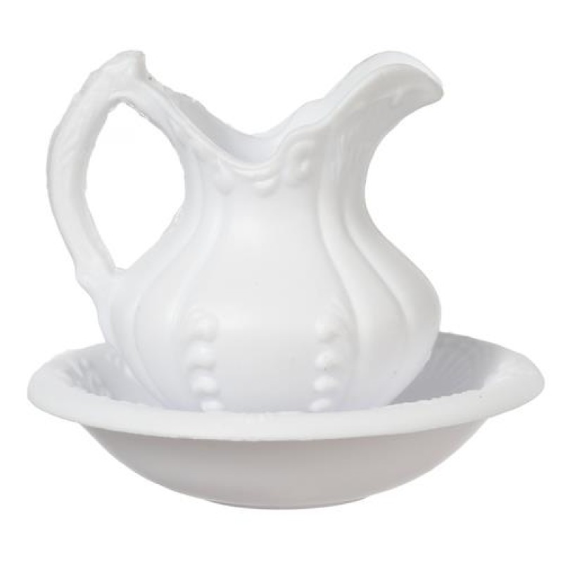 Dolls House White Jug & Bowl Chrysnbon Victorian Bedroom Accessory 1:12 Scale