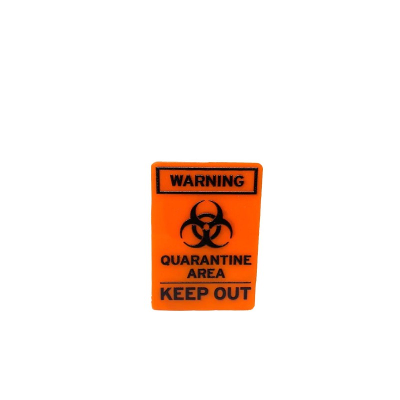 Dolls House Quarantine Area Sign Warning Keep Out Orange 1:12 Scale Accessory