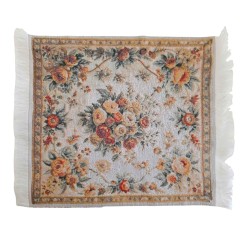 Dolls House French Floral Rug Apricot Jacquard Design Floor Accessory Medium
