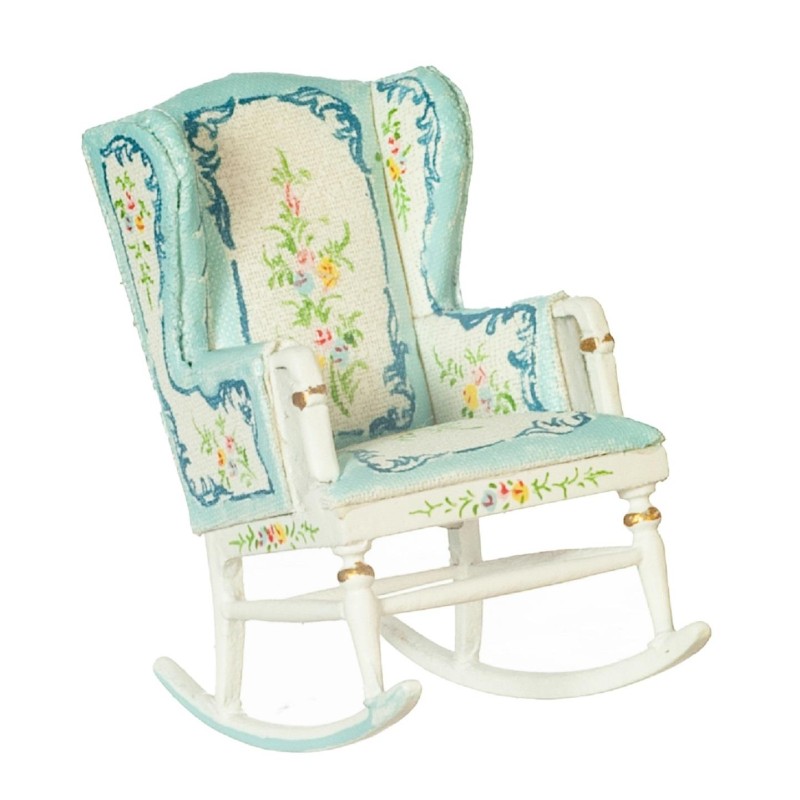 Dolls House Victorian Rocking Chair Blue White 1:24 1/2in JBM Nursery Furniture