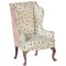 Dolls House Wing Back Armchair Green Floral JBM Walnut Living Room Furniture