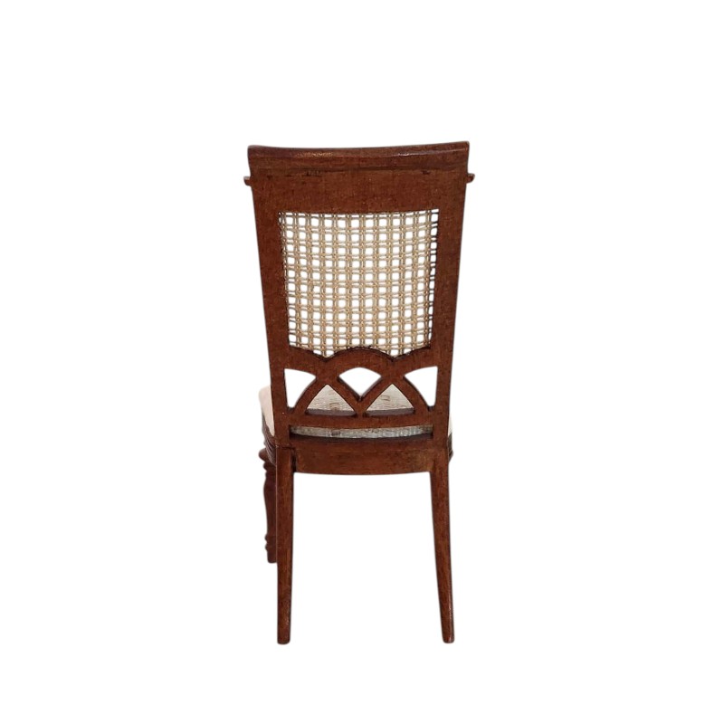 Dolls House Walnut Bergere French Side Chair JBM Miniature Dining Room Furniture Dolls House Walnut Bergere French Side Chair JBM Miniature Dining Room Furniture