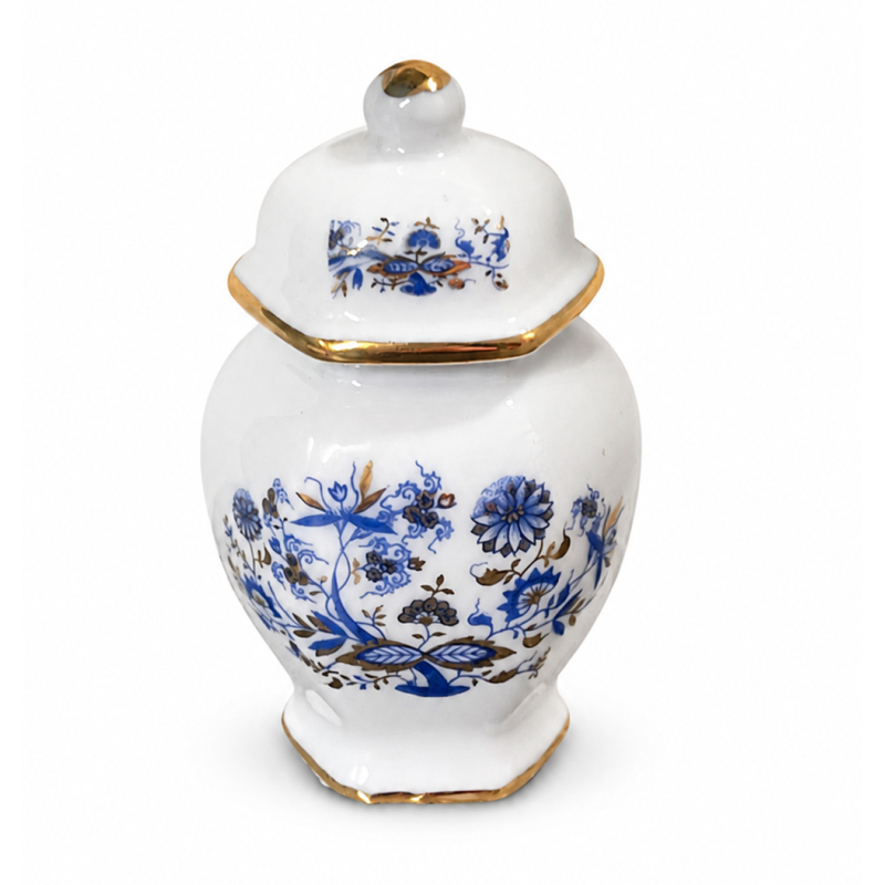 Dolls House Large Blue & Gold Vase Urn Miniature Reutter Porcelain Accessory Dolls House Large Blue & Gold Vase Urn Miniature Reutter Porcelain Accessory
