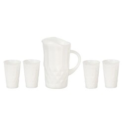 Dolls House Jug & Tumbler Set White Pitcher With Glasses Chrysnbon Dining Accessory