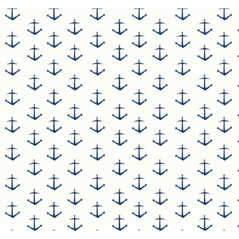 Dolls House White & Navy Blue Anchor Galerie Deauville Miniature Print Wallpaper