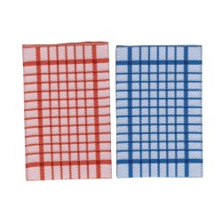 Dolls House Tea Towels Red & Blue Terry Check Striped 1:12 Kitchen Accessory