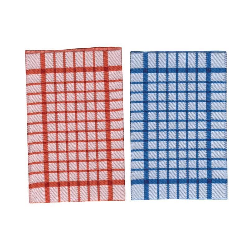 Dolls House Tea Towels Red & Blue Terry Check Striped 1:12 Kitchen Accessory