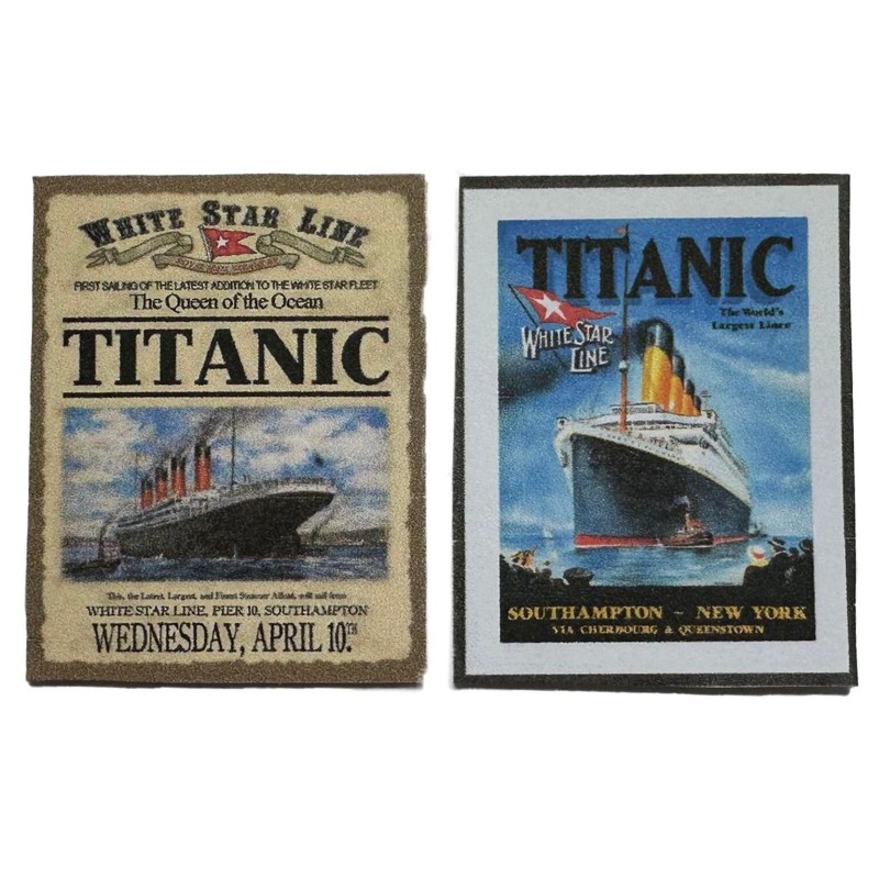 Dolls House Titanic White Star Line Advertising Posters 1:12 Vintage Memorabilia