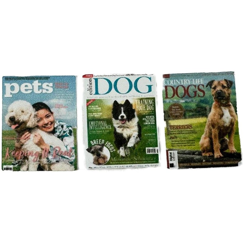 Dolls House Dog Pets Animal Monthly Magazine Cover Set 1:12 Living Accessory Printed Card