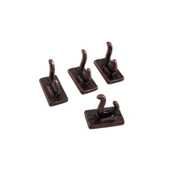 Dolls House 4 Coat Hooks Antique Brass 1:12 Scale Miniature Hardware