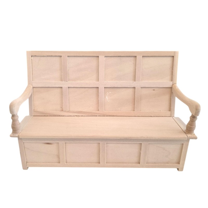 Dolls House Bench High Back Unfinished Bare Wood Medieval Settle Dolls House Bench High Back Unfinished Bare Wood Medieval Settle