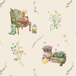 Dolls House Wallpaper Squirrel Pattern Miniature Print 1:12 Dolls House Wallpaper Squirrel Pattern Miniature Print 1:12