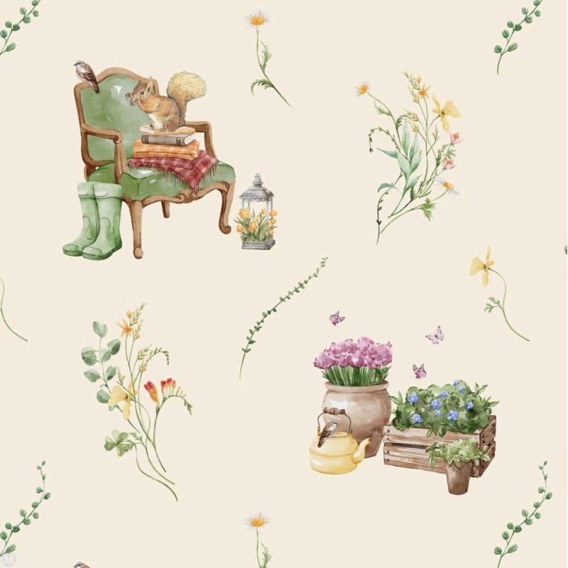 Dolls House Wallpaper Squirrel Pattern Miniature Print 1:12 Dolls House Wallpaper Squirrel Pattern Miniature Print 1:12