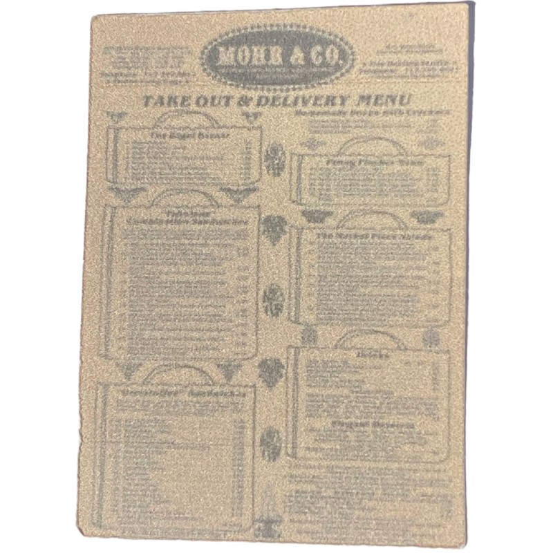 Dolls House Retro Restaurant Takeout Food Menu 1:12 Cafe Diner Accessory Printed Card
