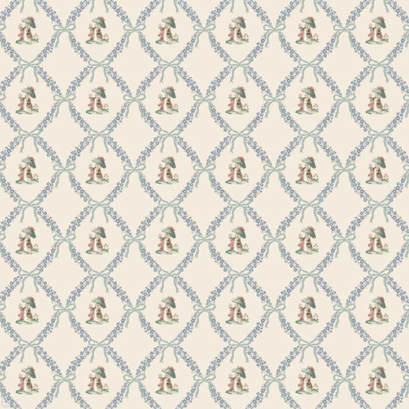 Dolls House Wallpaper Floral Bunny Pattern Miniature Print 1:12 Dolls House Wallpaper Floral Bunny Pattern Miniature Print 1:12