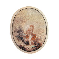 Dolls House Cherub Tapestry Woven Oval Rug Miniature Wall or Floor Accessory