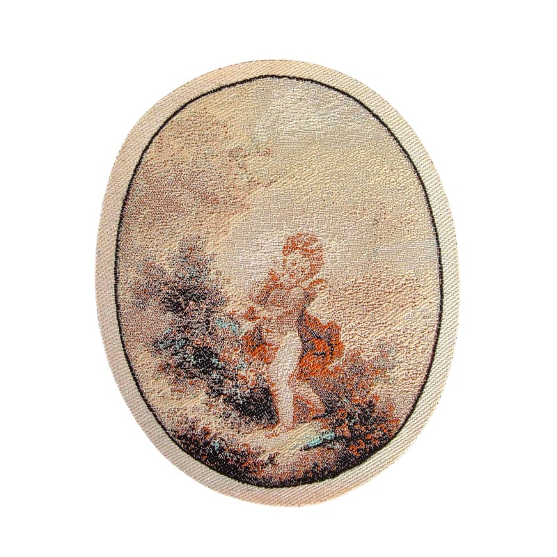 Dolls House Cherub Tapestry Woven Oval Rug Miniature Wall or Floor Accessory