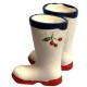 Dolls House White Wellington Boots Cherry Wellies Outdoor Garden Accessory