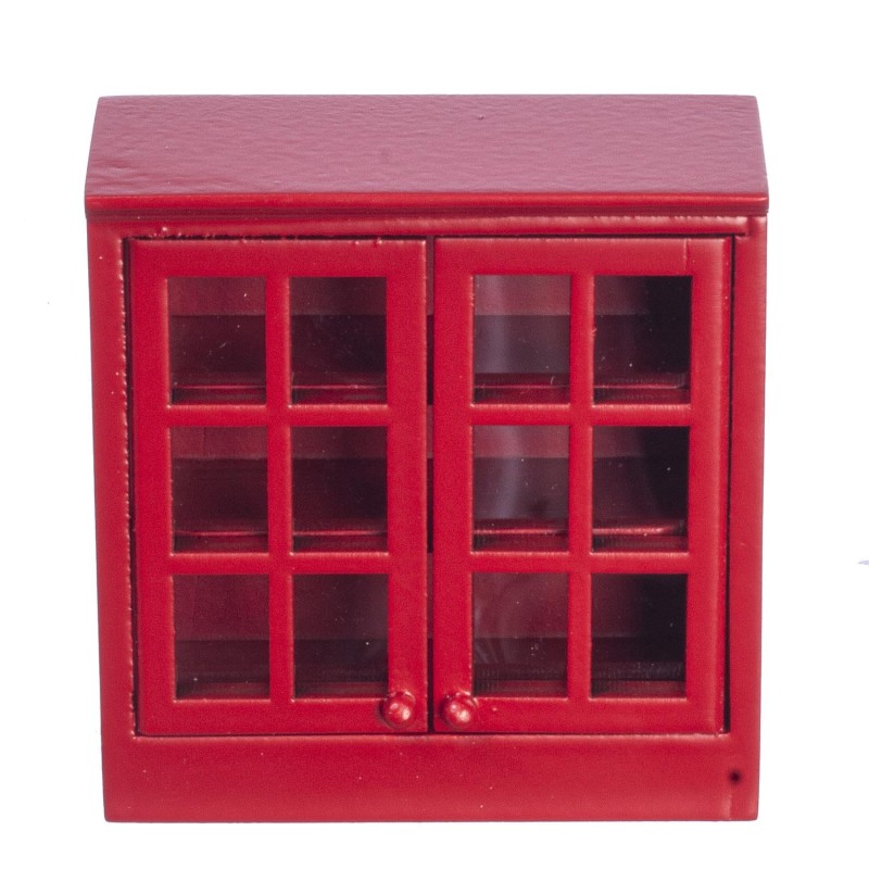 Dolls House Double Wall Cabinet Upper Display Unit 1:12 Red Kitchen Furniture