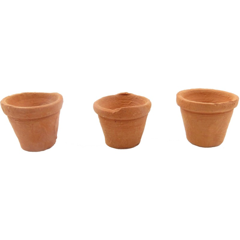 Dolls House Round Clay Terracotta Plant Flower Pot Garden Shop Store Accessory