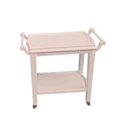 Dolls House Tea Trolley White Wood Drinks Cart Miniature Dining Room Furniture