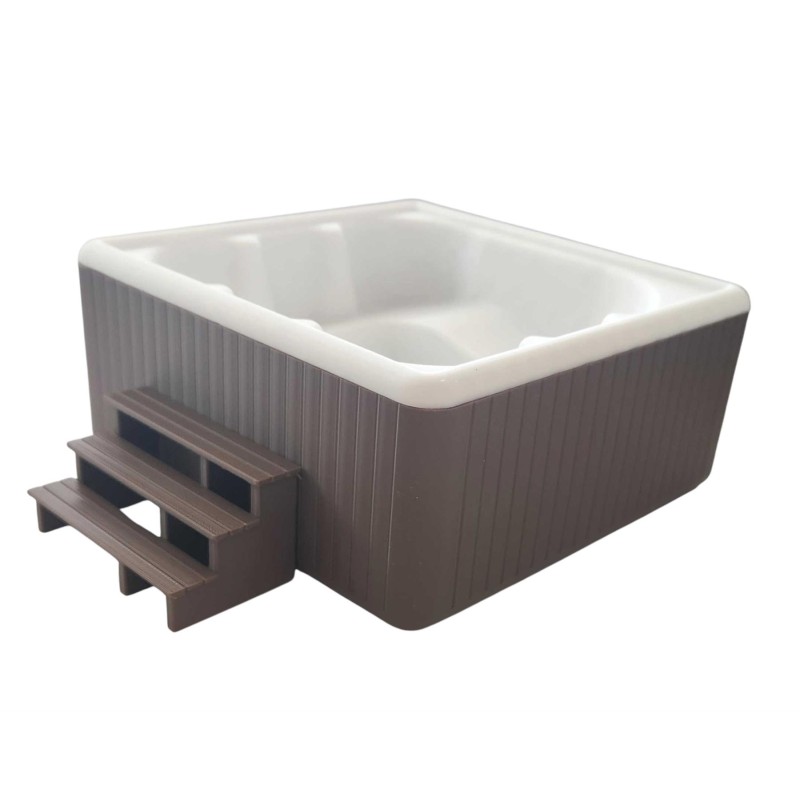 Dolls House Hot Tub Brown Square Miniature Garden Spa 1:12 Outdoor Furniture