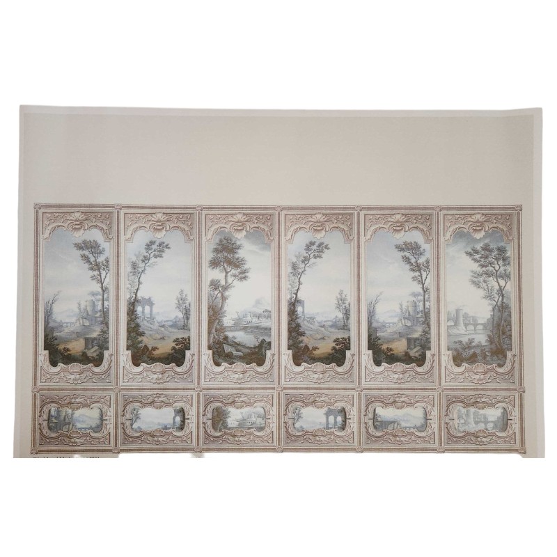 Dolls House Wall Panel Wallpaper Chinoiserie Beige 1:12 Scale Miniature Print Dolls House Wall Panel Wallpaper Chinoiserie Beige 1:12 Scale Miniature Print