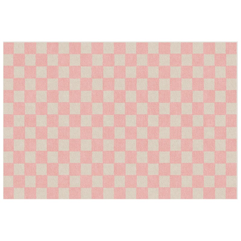 Dolls House Checkered Pink Area Rug Living Room Modern 1:12 Printed Card